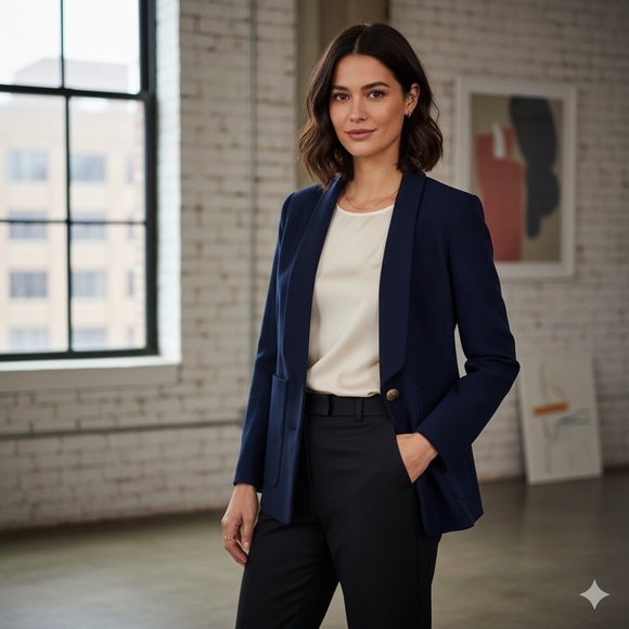 Maje Jackets & Blazers - Maje Sz S (36) Navy Tailored Gold Button Elegant Blazer